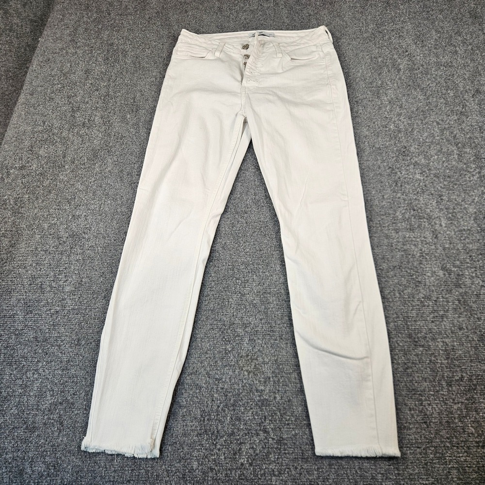 Just Black White Skinny Jeans Button Fly Raw Hem Made in USA Size 29